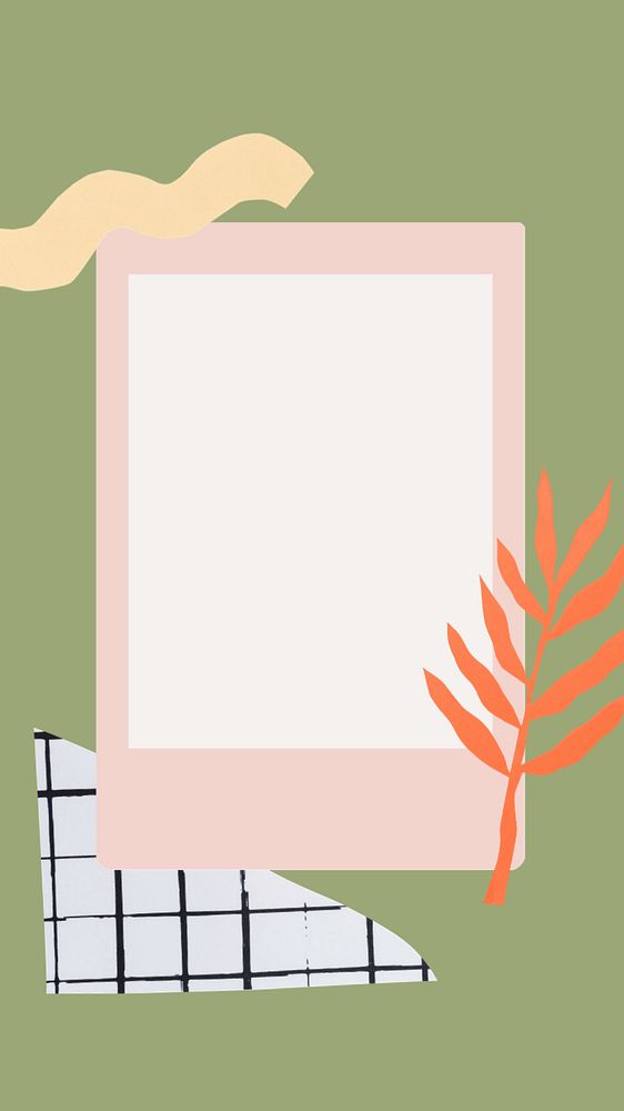 Simple phone wallpaper, pink photo frame with abstract doodles