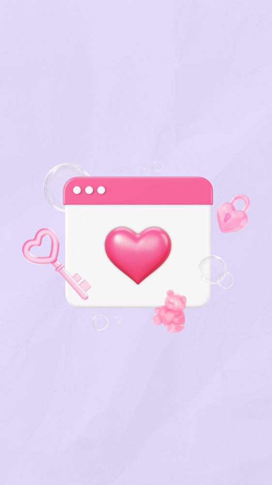 Valentine's day calendar iPhone wallpaper, 3D love remix, editable design