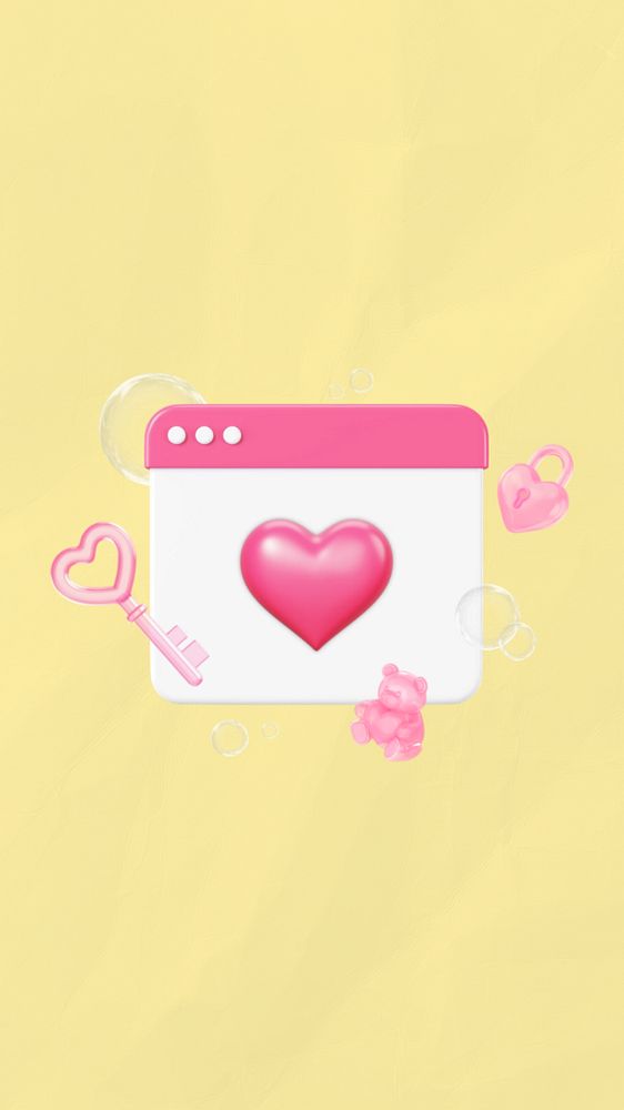 Valentine's day calendar iPhone wallpaper, 3D love remix, editable design