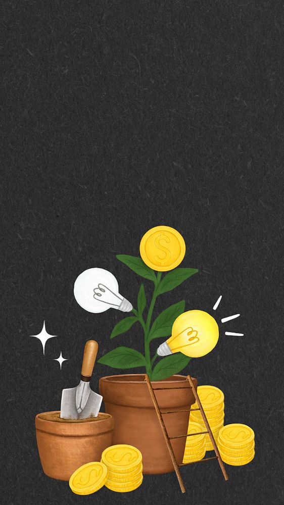 Creative ideas money plant, finance remix, editable design