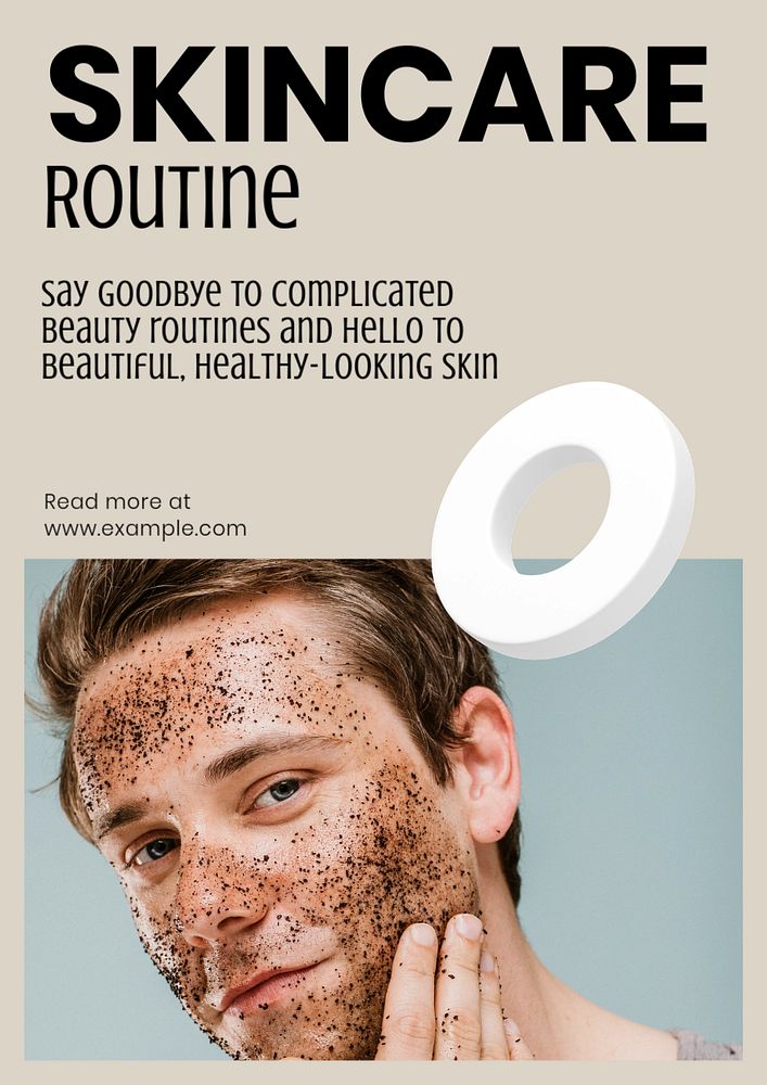 Skincare routine poster template, editable text & design