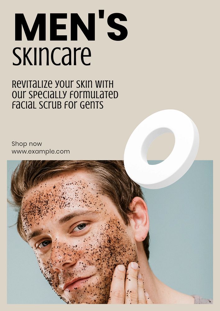 Men's skincare poster template, editable text & design