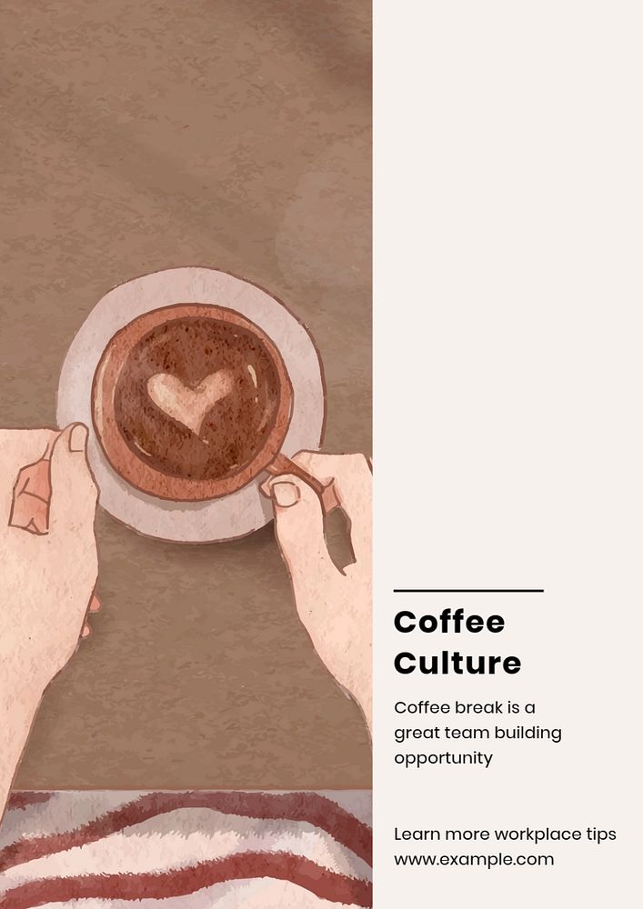 Coffee culture poster template, editable text & design