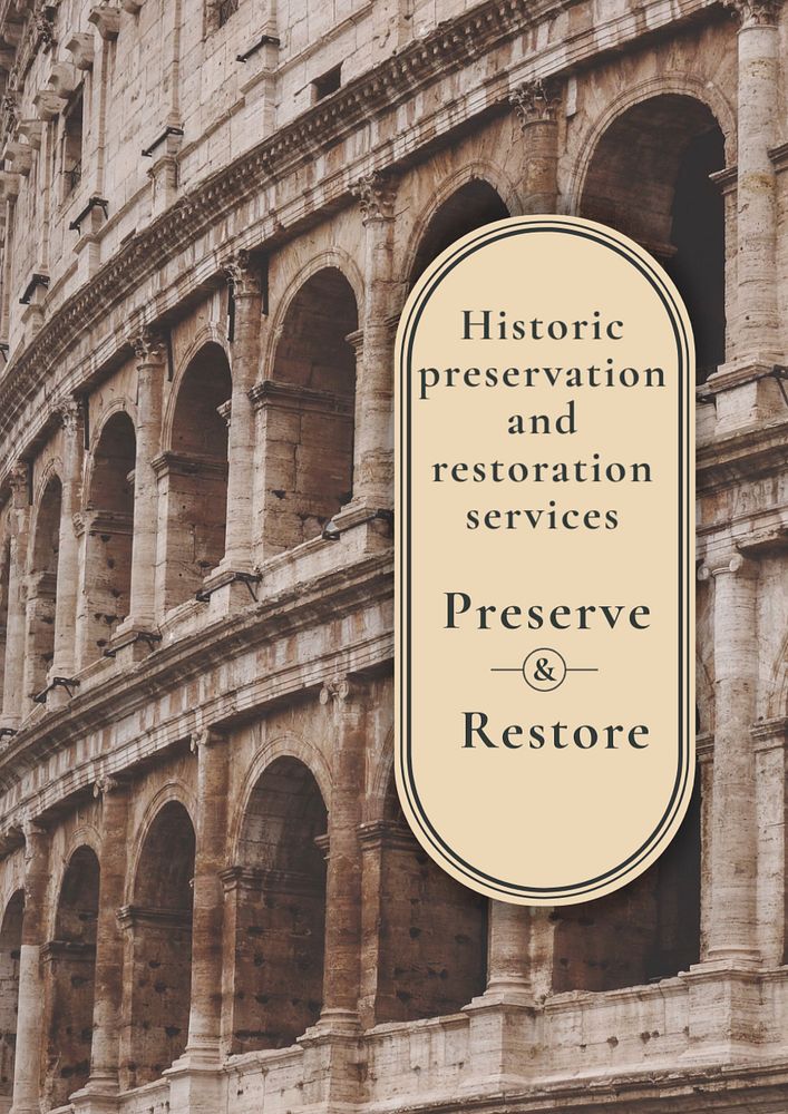 Preservation restoration services poster template, editable text & design