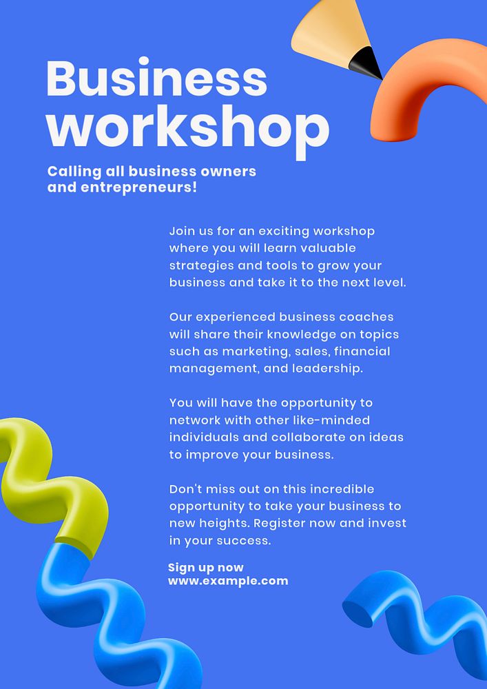 Business workshop poster template, editable text and design