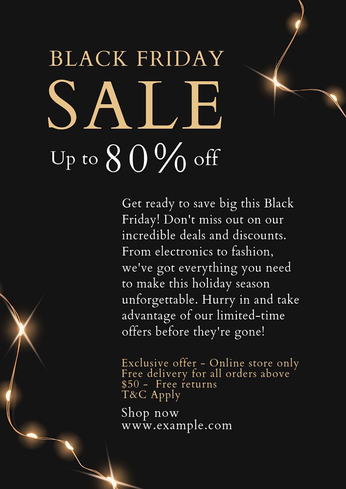 Black Friday sale poster template, editable text and design