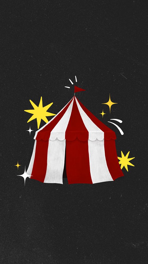 Red circus tent iPhone wallpaper, editable design