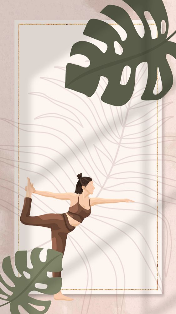 Woman leaf yoga iPhone wallpaper fame, editable design