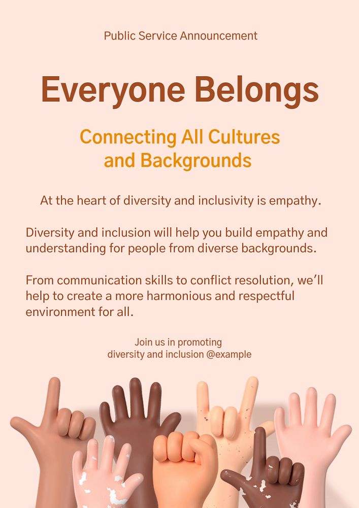 Diversity inclusion poster template, editable text and design