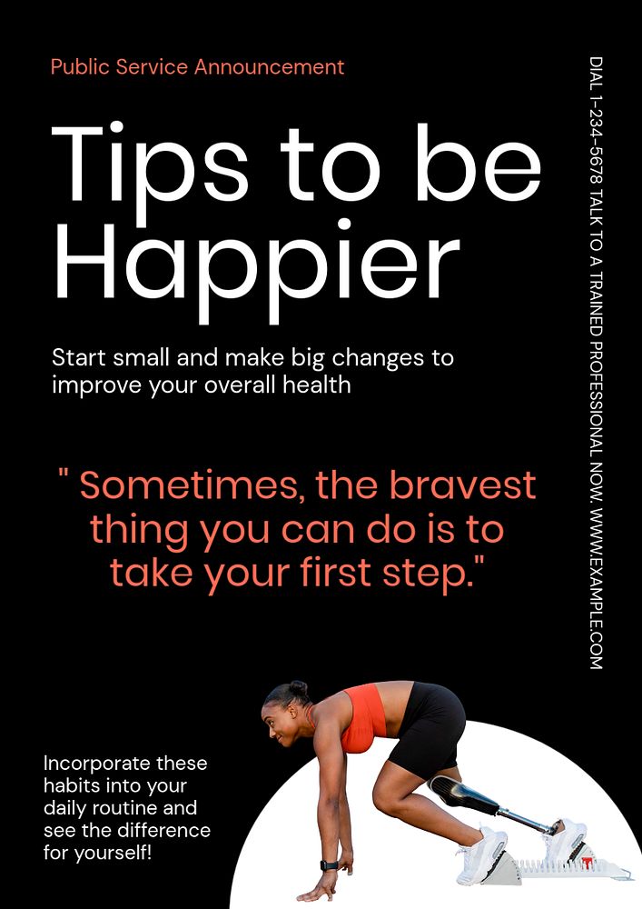 Be happier poster template, editable text and design