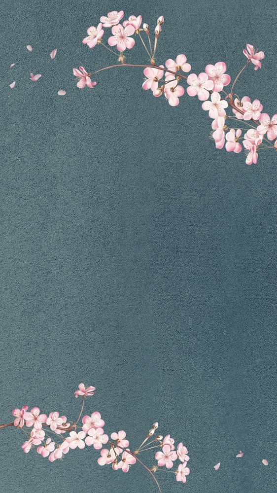 Sakura illustration, watercolor android wallpaper, editable design