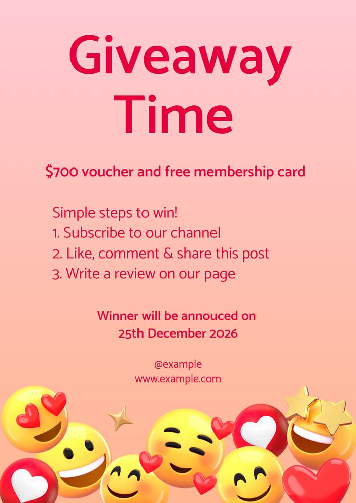 Giveaway time editable poster template