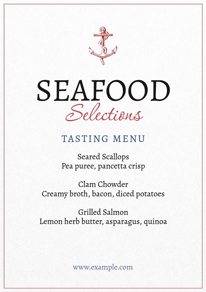 Tasting menu poster template, editable text & design