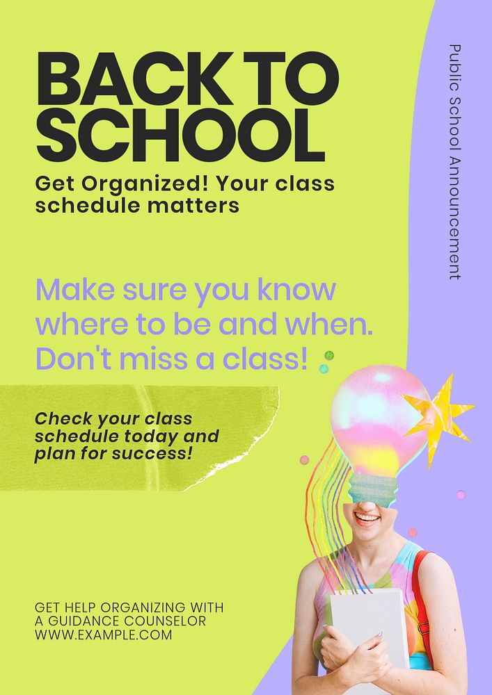 School poster template, editable text and design