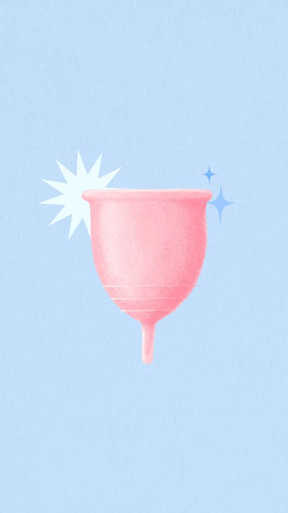 Pink menstrual cup iPhone wallpaper, women's health illustration, editable design