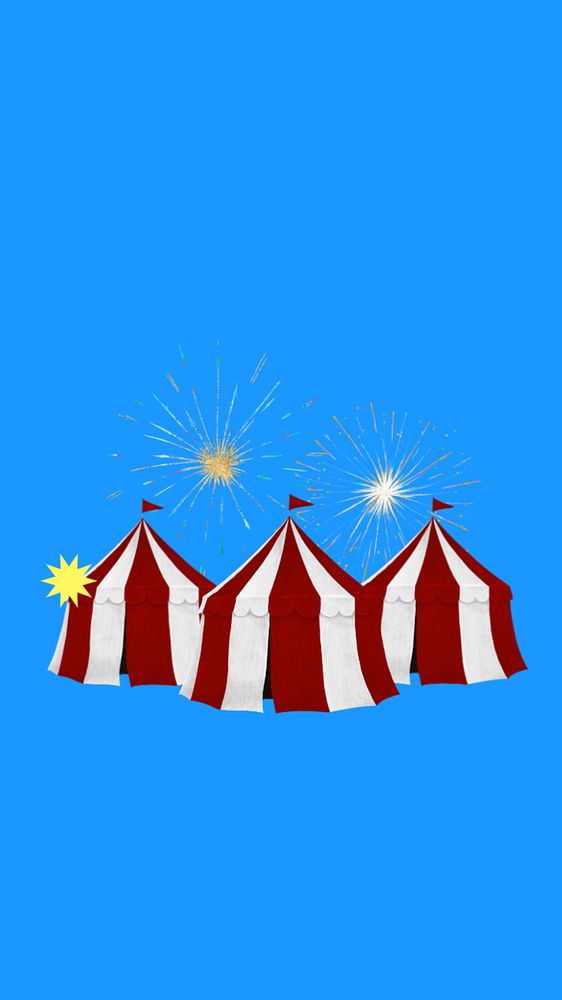 Circus tent fireworks iPhone wallpaper, editable design