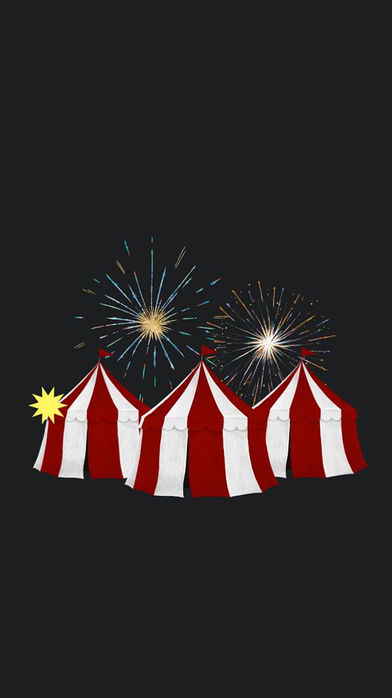 Circus tent fireworks iPhone wallpaper, editable design