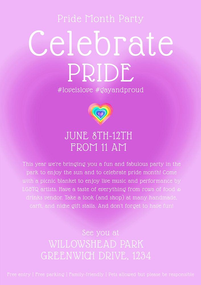 Celebrate pride poster template, editable text and design