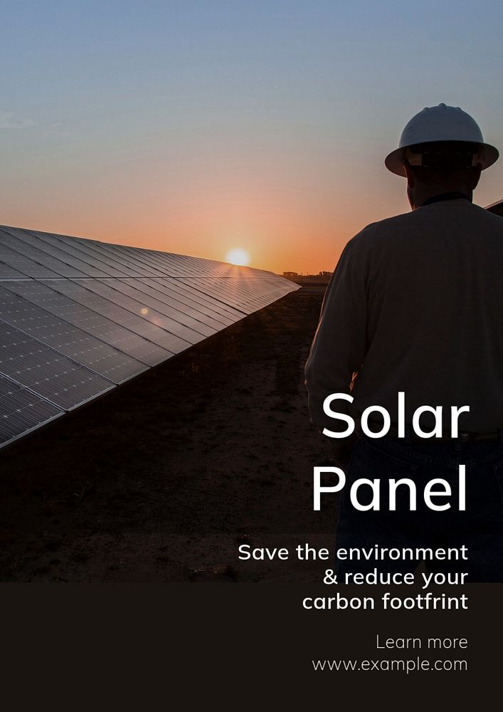 Solar panel poster template, editable text & design