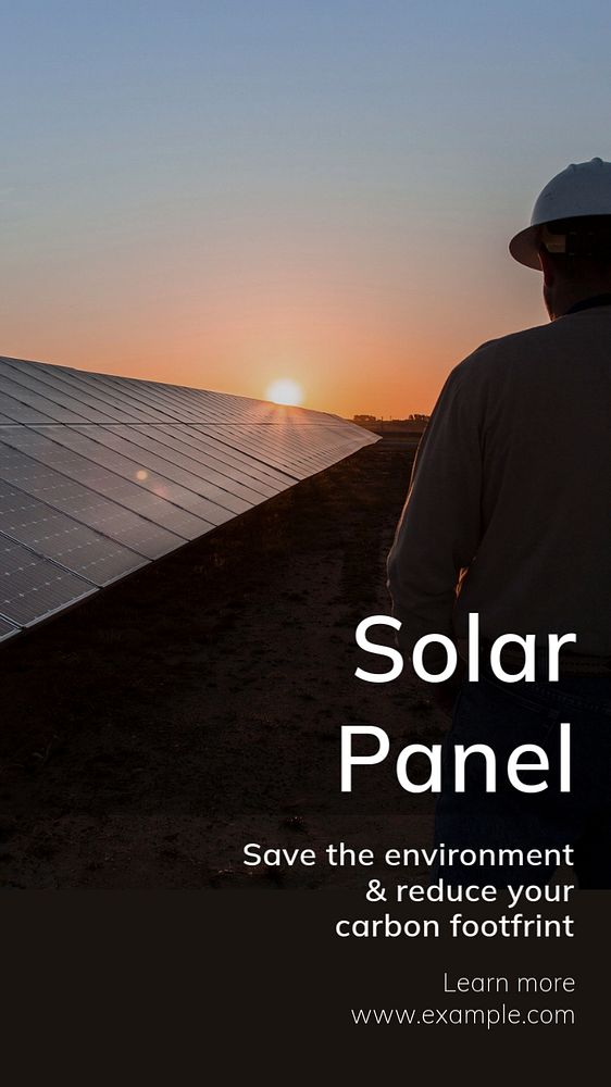 Solar panel Instagram story template, editable text