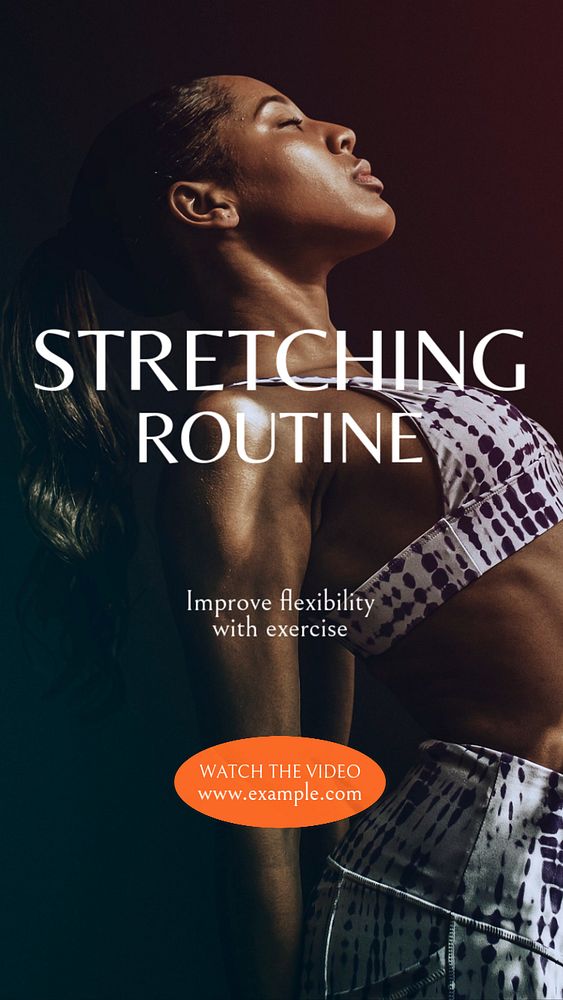 Stretching routine Instagram story template, editable text