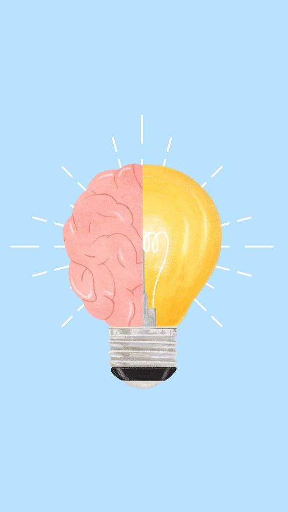 Light bulb brain iPhone wallpaper, creative ideas remix, editable design