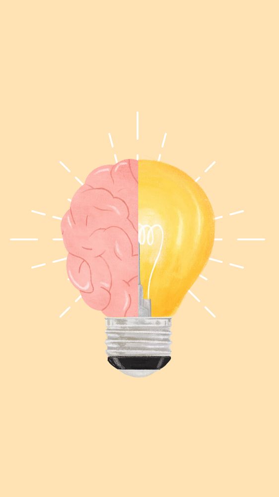 Light bulb brain iPhone wallpaper, creative ideas remix, editable design