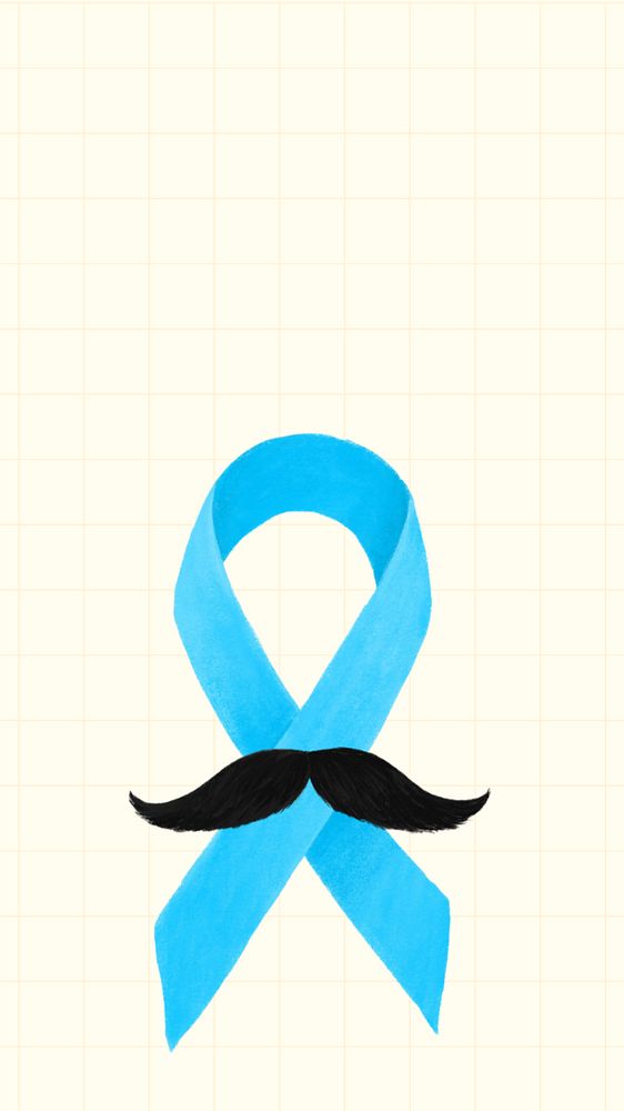 Blue ribbon iPhone wallpaper, cancer awareness illustration, editable design