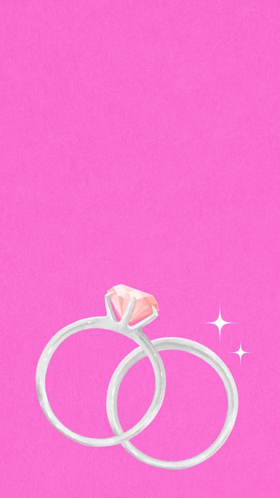 Couple wedding rings iPhone wallpaper, jewelry illustration, editable design