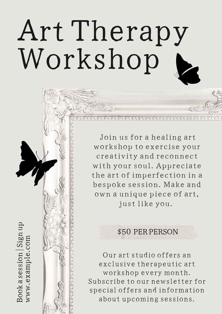 Art therapy workshop poster template, editable text and design