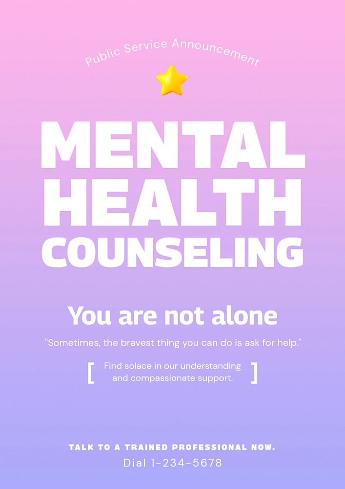 Mental health poster template, editable text & design