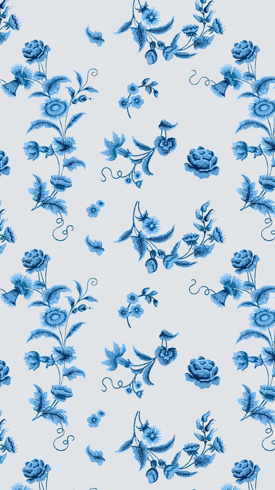 Vintage flower pattern iPhone wallpaper, white background