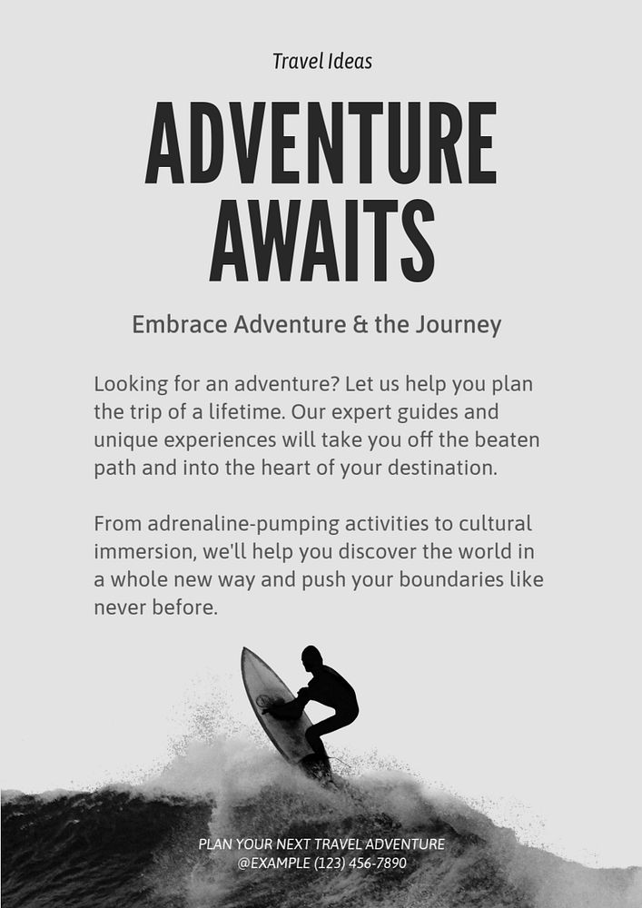 Travel poster template, editable text and design