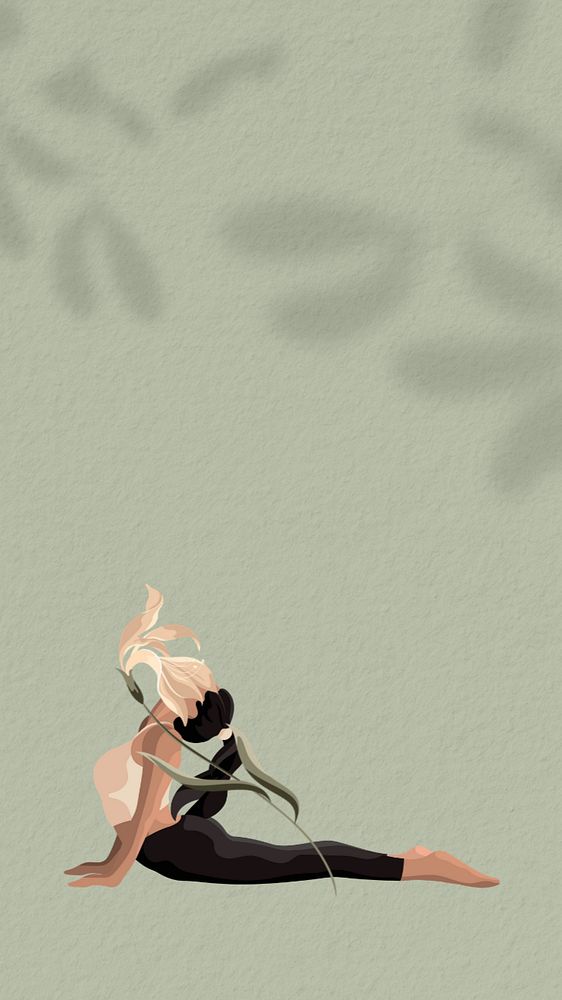 Woman flower yoga iPhone wallpaper, editable design