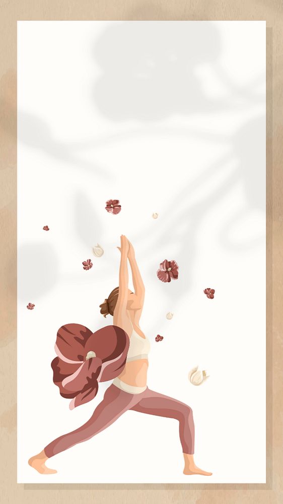 Woman flower yoga iPhone wallpaper fame, editable design