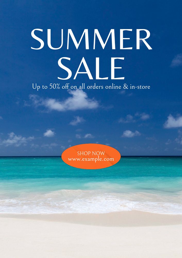 Summer sale poster template, editable text & design