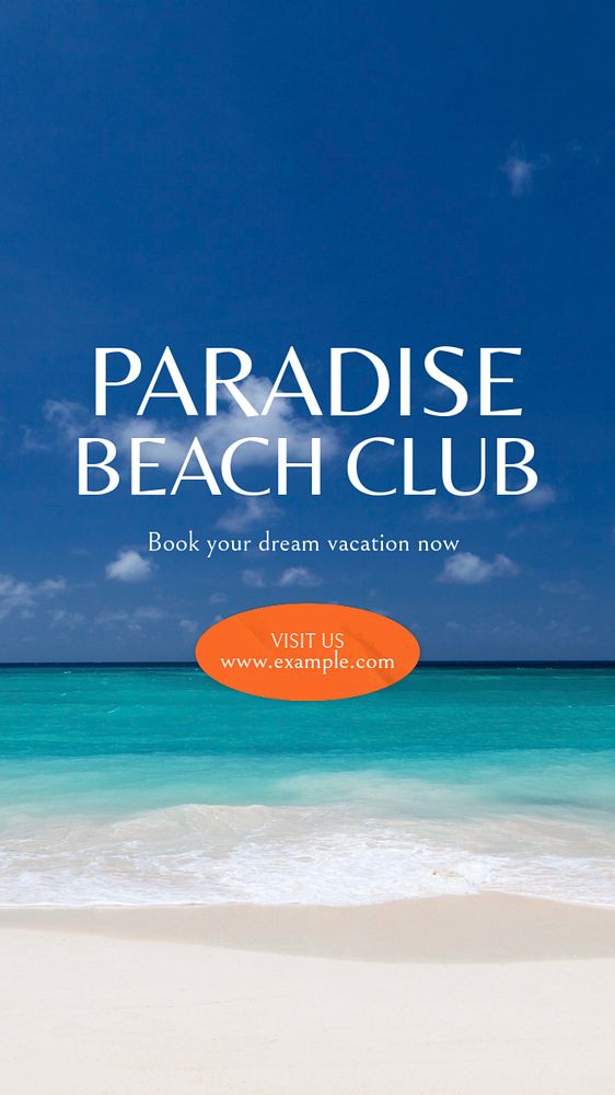 Paradise beach club Facebook story template, editable design