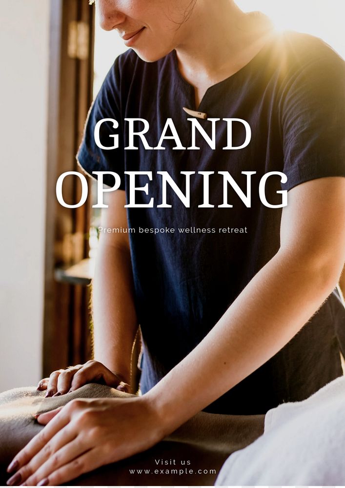 Grand opening poster template, editable text & design