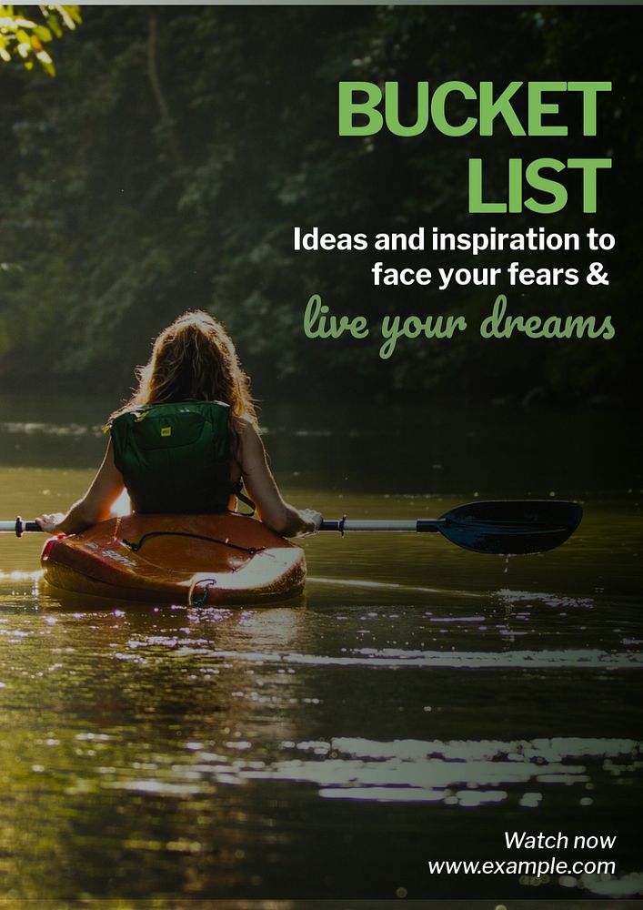 Bucket list poster template, editable text & design