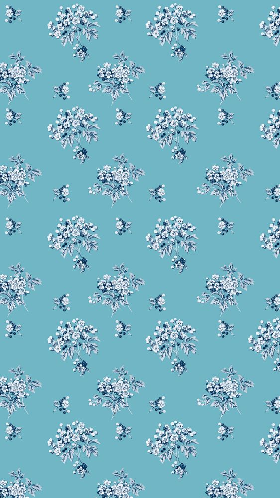 Cherry blossoms pattern iPhone wallpaper, blue background