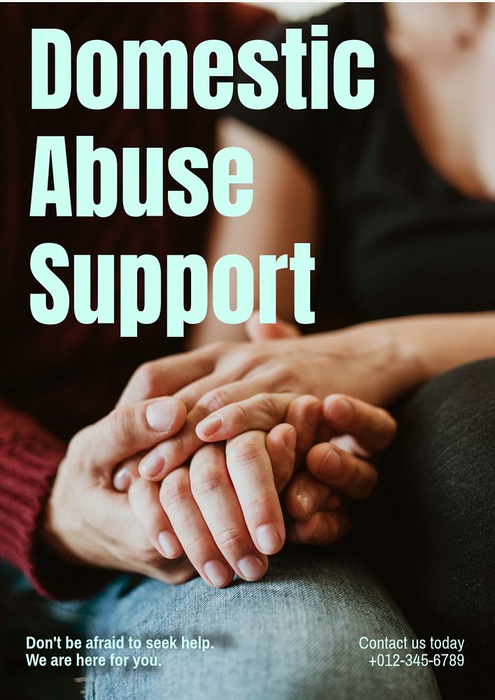 Domestic abuse support poster template, editable text & design