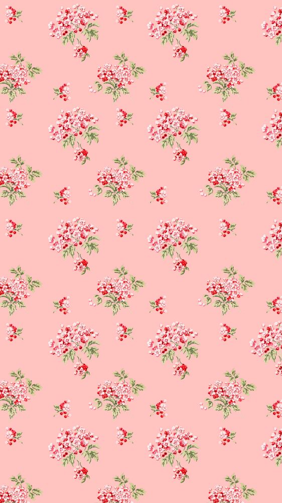 Cherry blossom pattern iPhone wallpaper, pink background