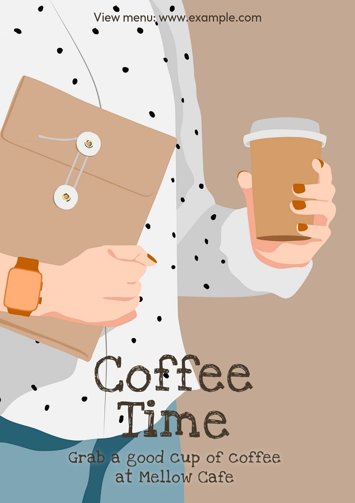 Coffee time poster template, editable text & design