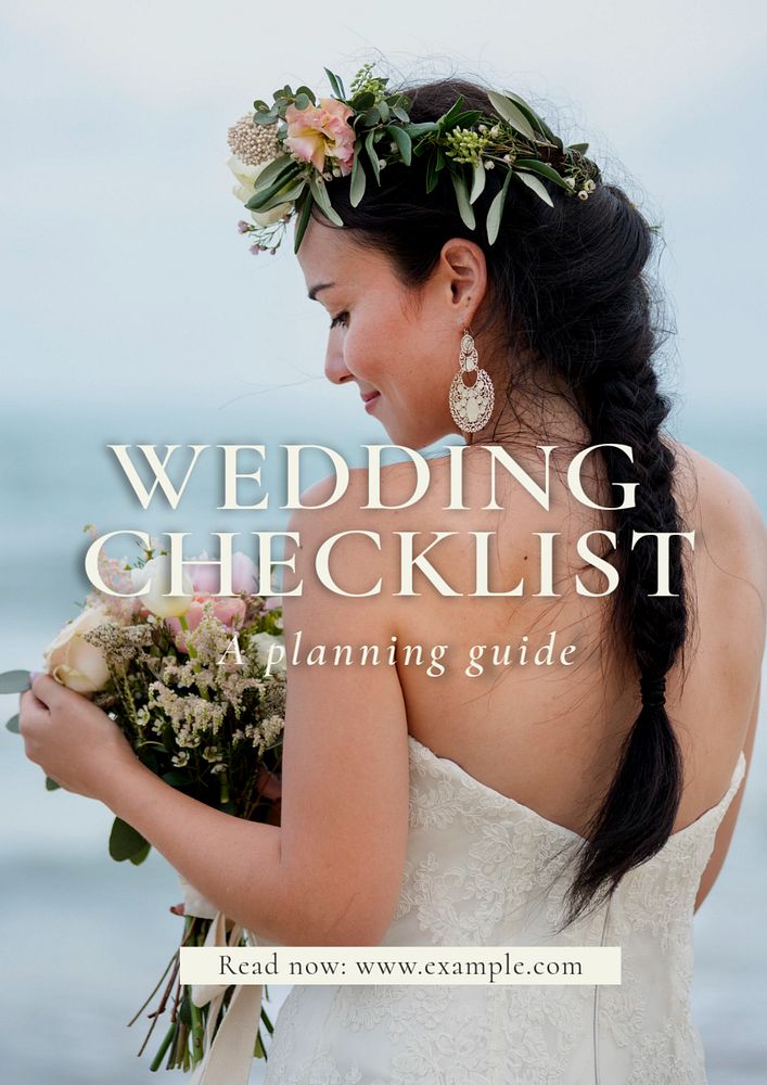 Wedding checklist poster template, editable text & design