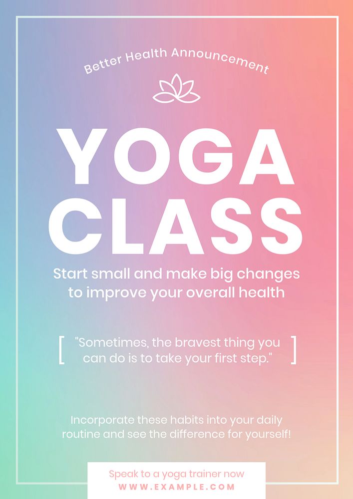 Yoga class poster template, editable text and design