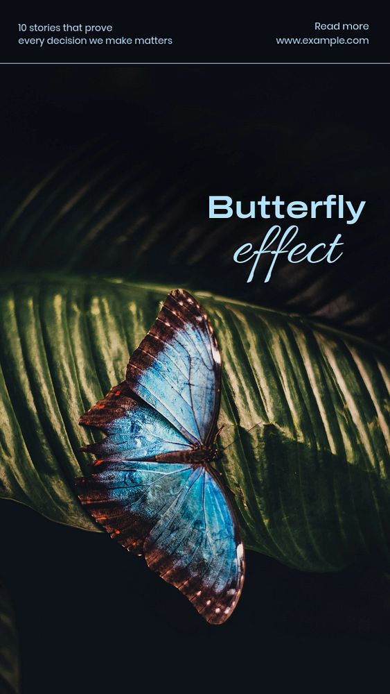 Butterfly effect Instagram story template, editable text