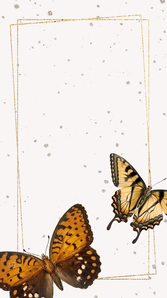 Glittered butterfly frame iPhone wallpaper