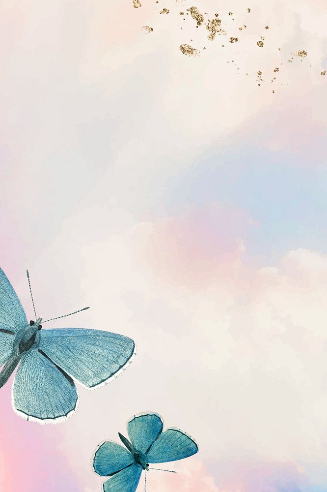 Watercolor pink butterfly border background, gradient design