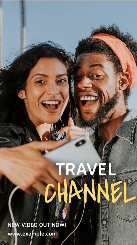 Travel channel Instagram story template, editable text