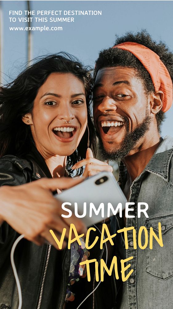 Summer vacation time Instagram story template, editable text